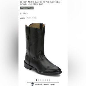 Justin Boots Men's Black Roper Western Boots